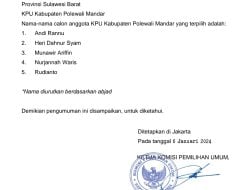 KPU RI Tetapkan Komisioner KPU Polman 2024-2029, Empat Incumbet Bertahan