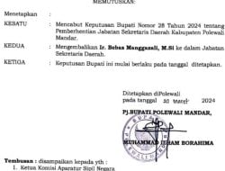 Penjabat Bupati Polman Terbitkan SK Syarat Pembatalan Pensiun Bebas Manggazali