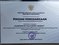 Sulbar Raih Penghargaan Indeks Pembangunan Pemuda Terbaik Ketiga Nasional