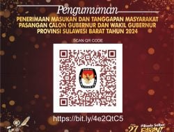 Pengumuman Penerimaan Masukan dan Tanggapan Masyarakat Pasangan Calon Gubernur dan Wakil Gubernur Provinsi Sulawesi Barat Tahun 2024