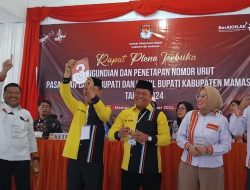 Hasil Udian Nomor Urut Pilkada Mamasa: Robinson-David Nomor 1, Ruslan-Faridha Fachri Nomor 2, Welem-Sudirman Nomor 3.