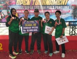 Tim Takraw Putri Korem 142/Tatag Juara III di Kejurnas Piala Panglima TNI