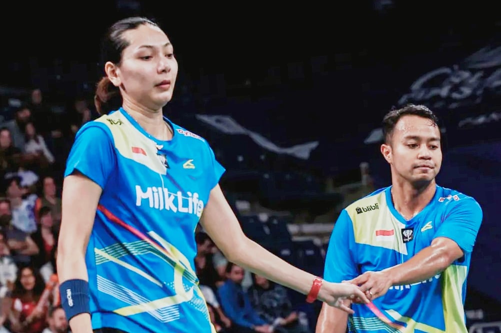 Ganda Campuran Rehan/Gloria di final Orleans Masters 2025 Palais des Sports, Orleans, Prancis, Minggu. (PBSI/Badmintonphoto/Raphael Sachetat)