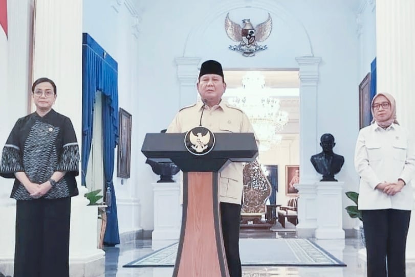 Presiden Prabowo Subianto sampaikan aturan soal THR dan gaji ke-13 ASN, Selasa (11/3/2025).(foto:net/Mentari)